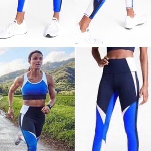 Athleta Blue Navy White Legging Athletic Set